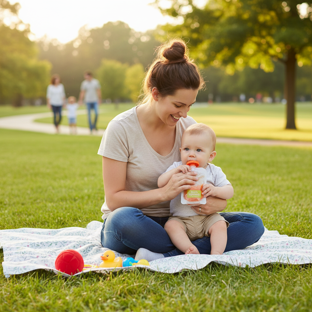 PANGDUBE B  aby Station de compression des aliments complémentaires avec 10 sacs à presser, distributeur d'aliments pour bébés, broyeurs d'aliments pour bébés