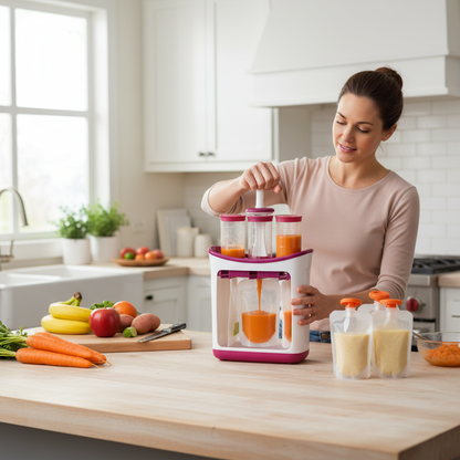 PANGDUBE B  aby Station de compression des aliments complémentaires avec 10 sacs à presser, distributeur d'aliments pour bébés, broyeurs d'aliments pour bébés